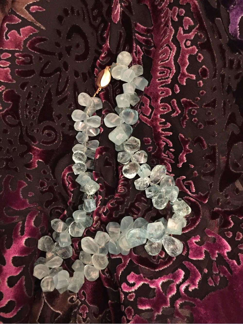 Aquamarine Bead Necklace - Light Blue Semi-Transparent Strand